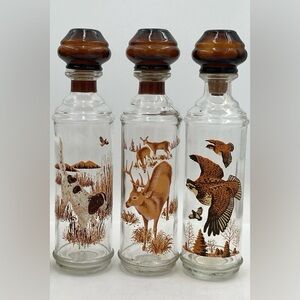 Vintage Cabin Still Whiskey Decanters set of 3 (Hunting Theme)
